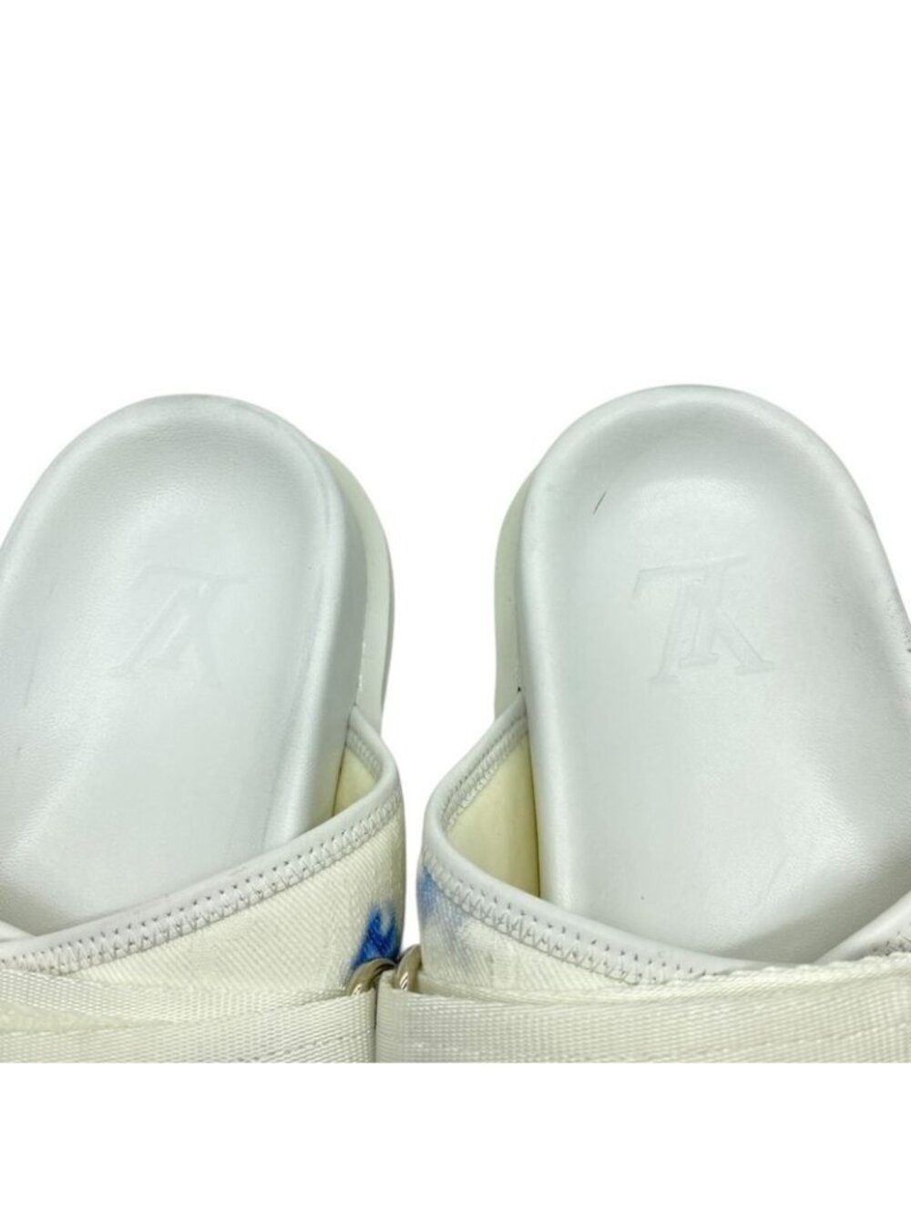 Louis Vuitton Lou Line Sandals Tie Dye Pattern Fabric White Blue Luxury - Picture 7 of 10